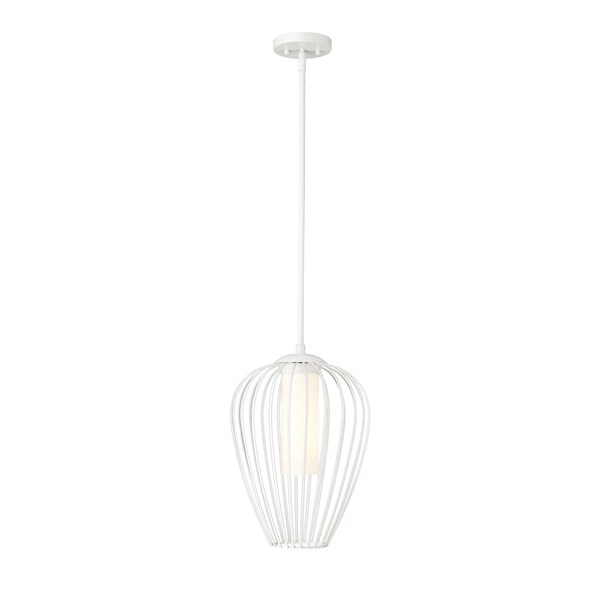 Z-Lite Savanti Pendant, 1-Light, 12 In.W x 16.5 In.H, Textured White/White Opal 7507-12TW - main